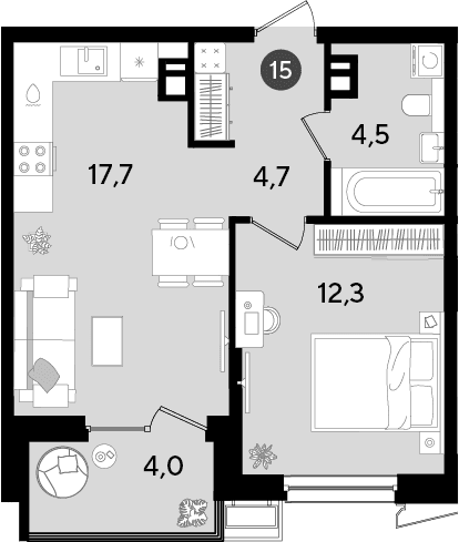 Продается 2-комн. квартира, 39.2 м²