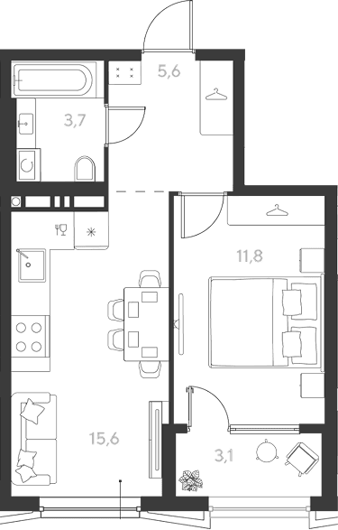 Продается 1-комн. квартира, 38.25 м²