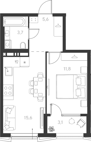Продается 1-комн. квартира, 36.7 м²