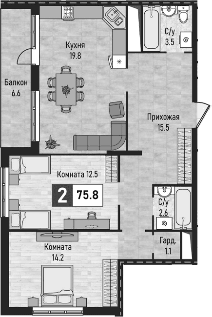 Продается 3-комн. квартира, 69.2 м²