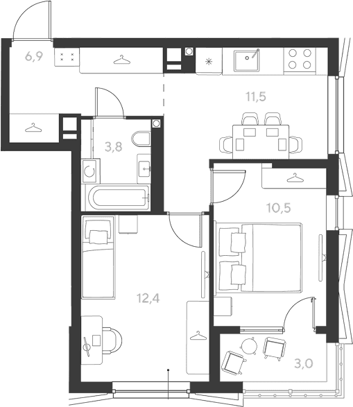 Продается 2-комн. квартира, 45.1 м²