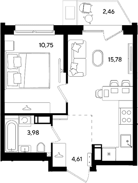 Продается 2-комн. квартира, 35.12 м²