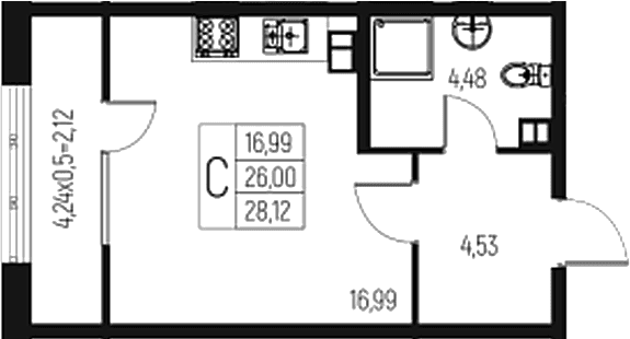 Продается 1-комн. квартира, 26 м² — фото 2