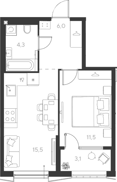 Продается 1-комн. квартира, 37.3 м²