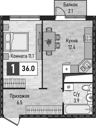 Продается 1-комн. квартира, 33.9 м²