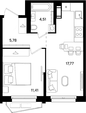 Продается 2-комн. квартира, 39.47 м²