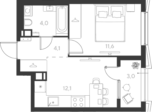 Продается 1-комн. квартира, 33.3 м²
