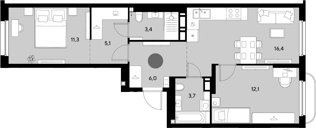 Продается 3-комн. квартира, 58 м²