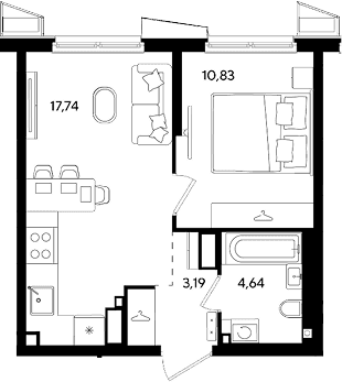 Продается 2-комн. квартира, 36.4 м²