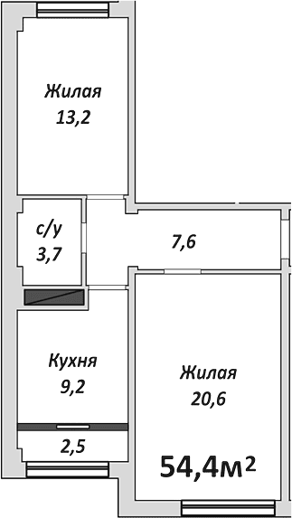 Продается 2-комн. квартира, 54.4 м²