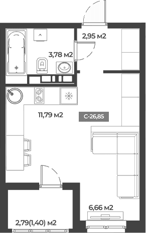 Продается 1-комн. квартира, 25.18 м²