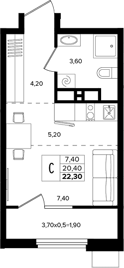 Продается 1-комн. квартира, 20.4 м²