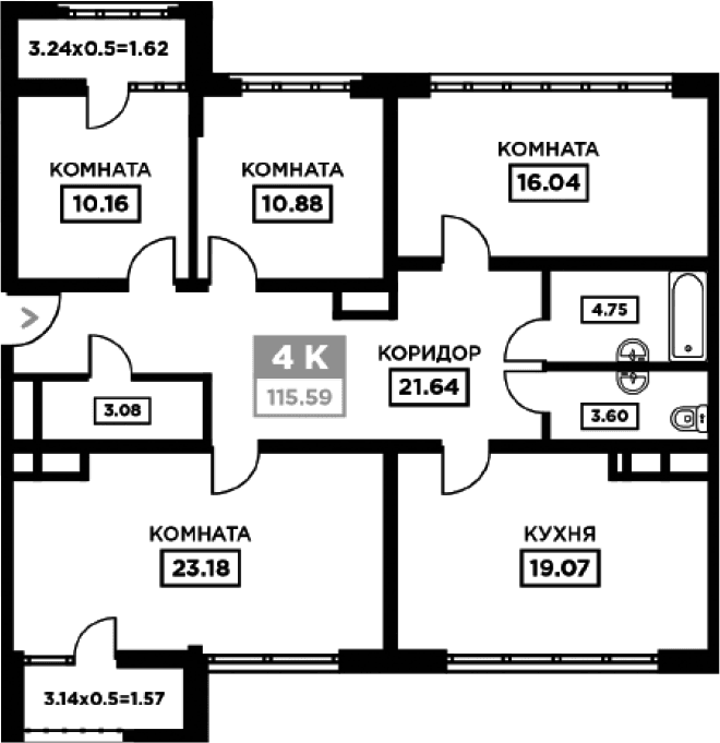 Продается 4-комн. квартира, 112.4 м²