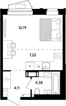 Продается 1-комн. квартира, 27.9 м²