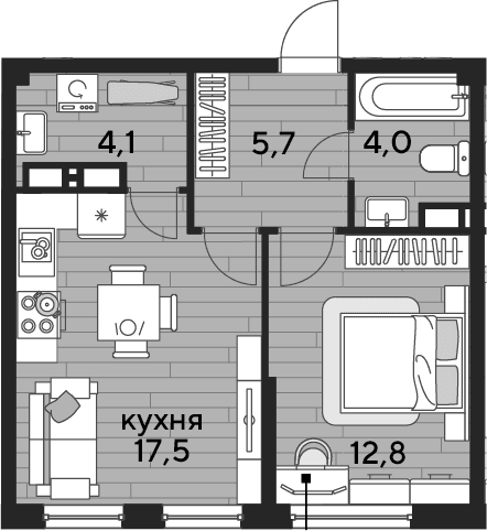 Продается 1-комн. квартира, 44.1 м²