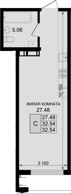 Продается 1-комн. квартира, 32.54 м² — фото 2