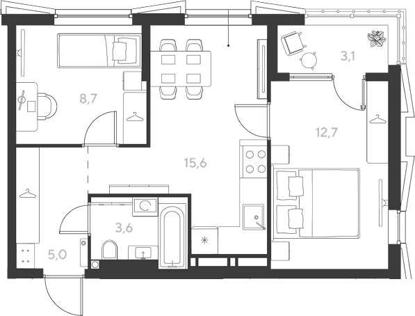 Продается 2-комн. квартира, 45.6 м²