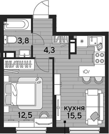 Продается 1-комн. квартира, 36.1 м²
