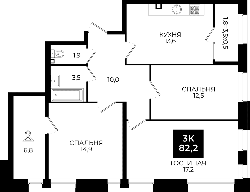 Продается 4-комн. квартира, 80.4 м²