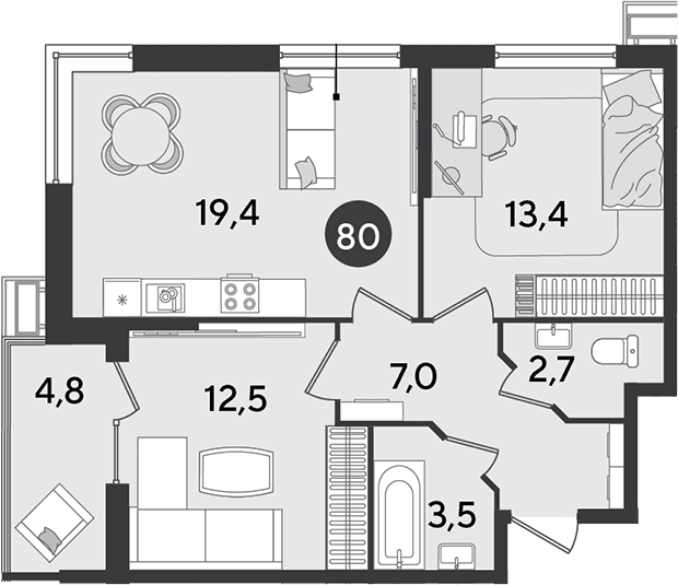Продается 3-комн. квартира, 58.5 м²