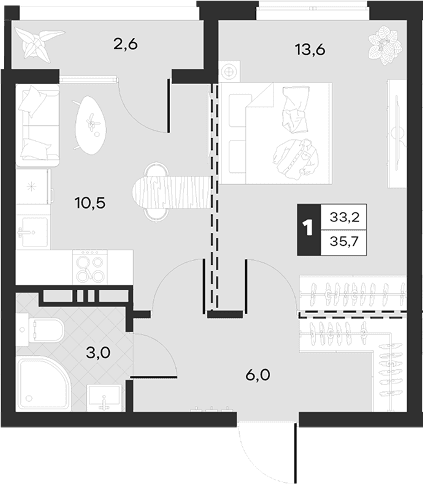 Продается 1-комн. квартира, 33.13 м²