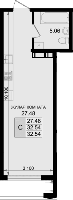 Продается 1-комн. квартира, 32.54 м² — фото 2