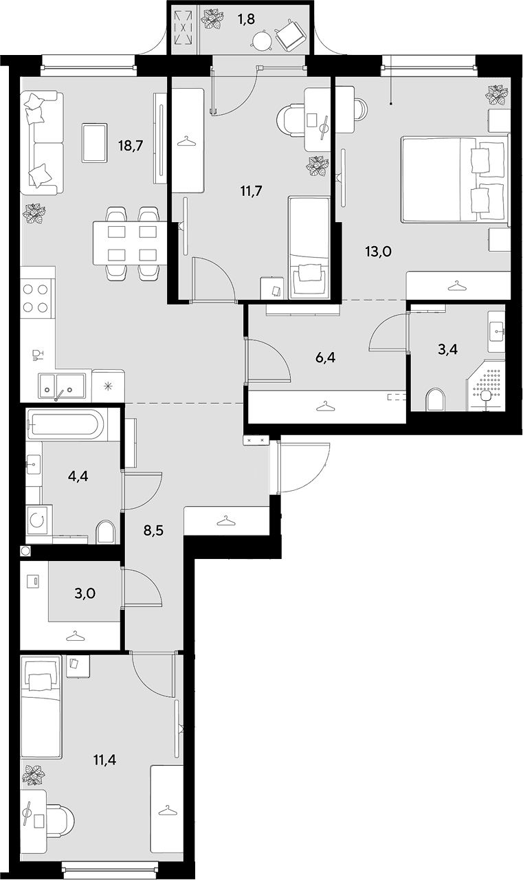 Продается 3-комн. квартира, 81.76 м²
