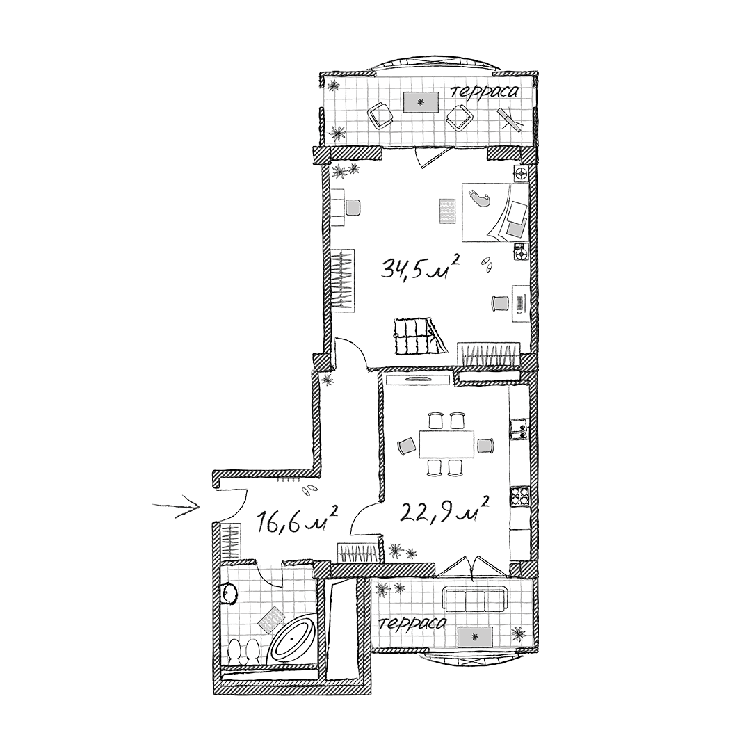 Продается 1-комн. квартира, 95.45 м²
