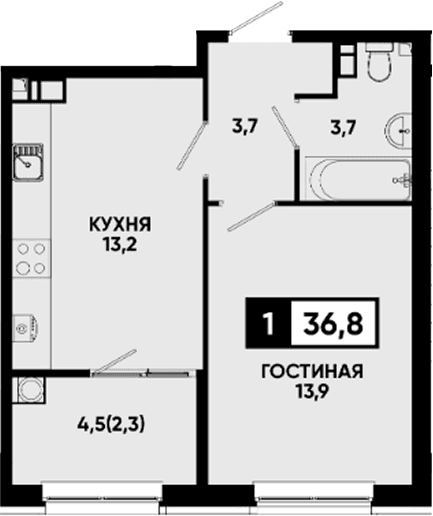 Продается 1-комн. квартира, 34.5 м²
