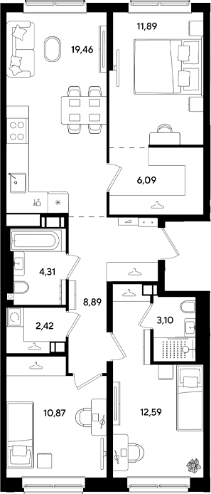 Продается 4-комн. квартира, 79.62 м²