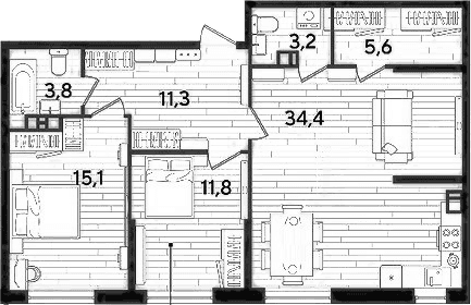 Продается 2-комн. квартира, 85.2 м²