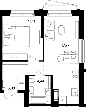 Продается 2-комн. квартира, 39.5 м²