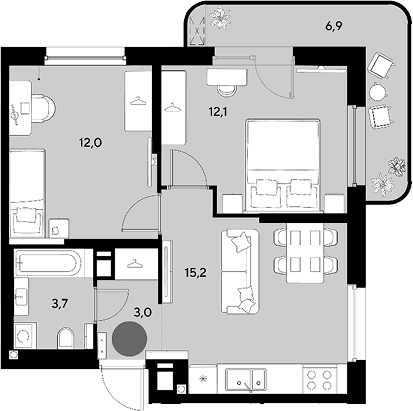 Продается 3-комн. квартира, 46 м²