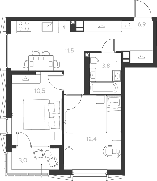 Продается 2-комн. квартира, 46.6 м²