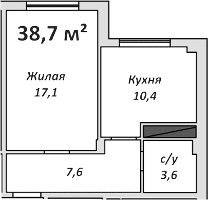 Продается 1-комн. квартира, 38.7 м²