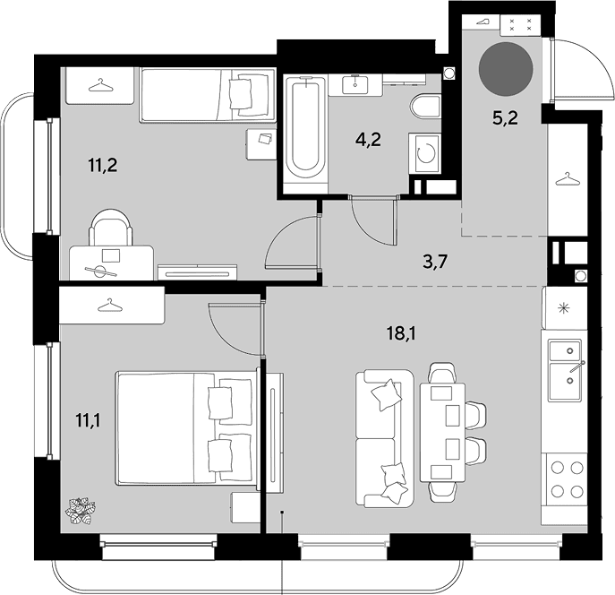 Продается 3-комн. квартира, 53.5 м²