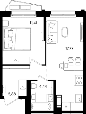 Продается 2-комн. квартира, 39.5 м²