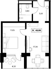 Продается 1-комн. квартира, 38.6 м²