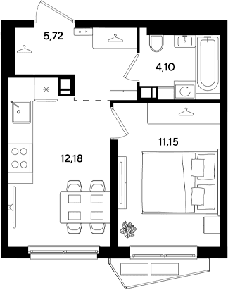Продается 1-комн. квартира, 33.15 м²