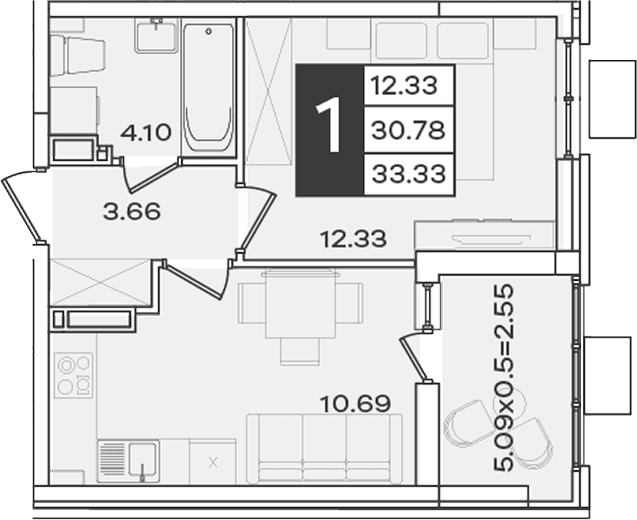 Продается 1-комн. квартира, 30.78 м²