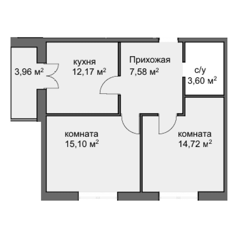 Продается 2-комн. квартира, 53.56 м²