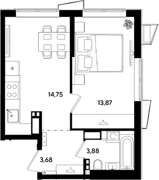 Продается 2-комн. квартира, 36.18 м²