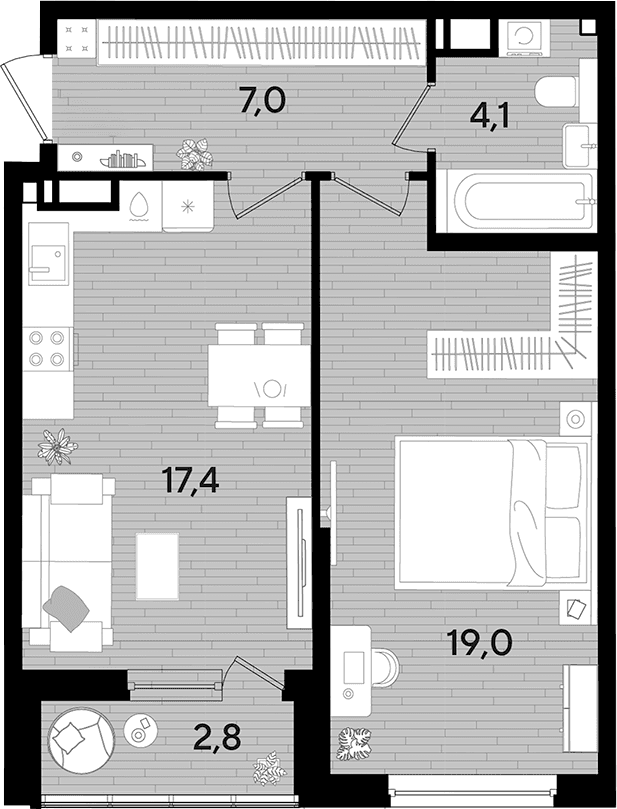 Продается 1-комн. квартира, 47.5 м²