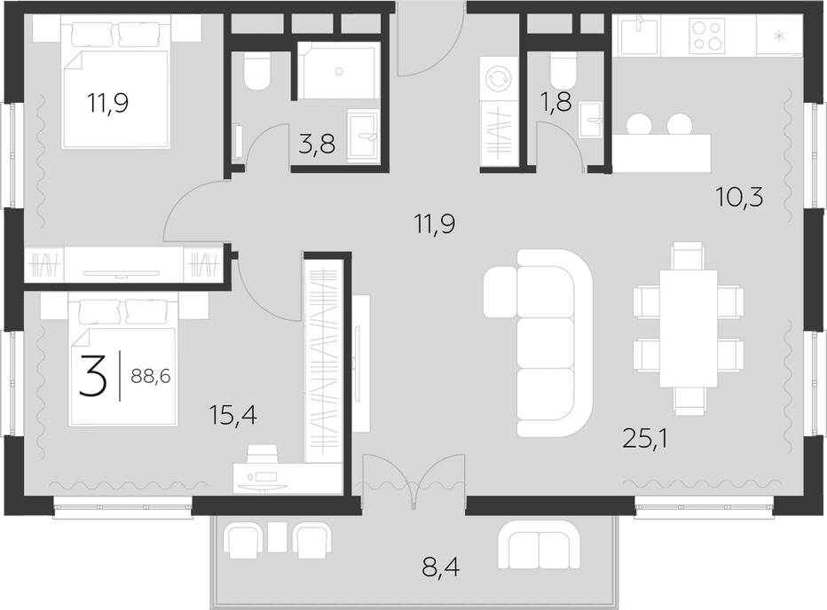 Продается 3-комн. квартира, 79.9 м²