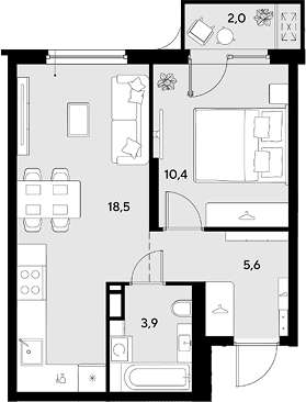 Продается 1-комн. квартира, 38.4 м²