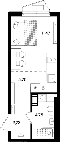 Продается 1-комн. квартира, 24.69 м²