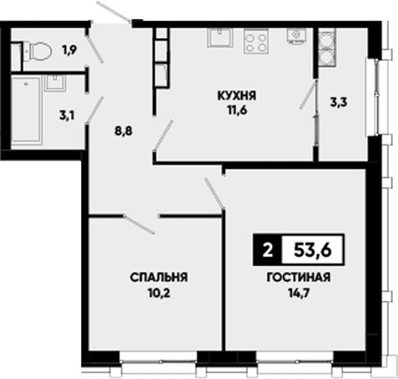 Продается 2-комн. квартира, 50.3 м²
