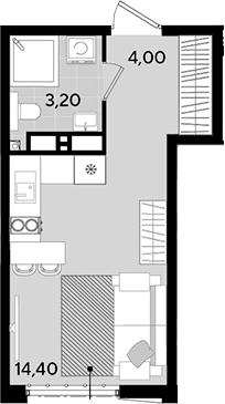 Продается 1-комн. квартира, 21.6 м²