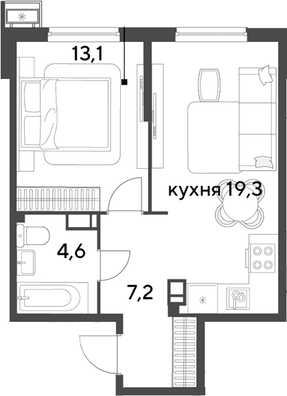 Продается 2-комн. квартира, 44.2 м²