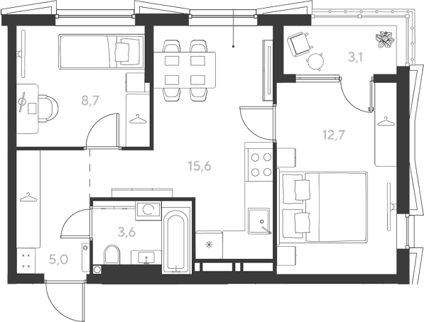 Продается 2-комн. квартира, 45.6 м²